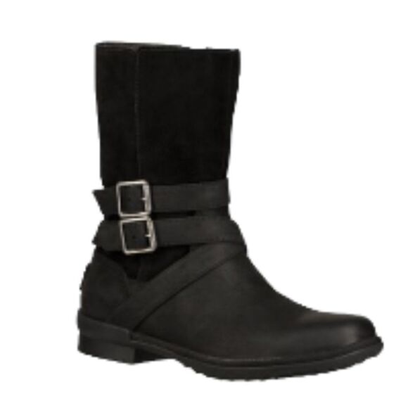 Ugg Lorna Waterproof Leather Boot Black 6 NWT - Picture 1 of 2